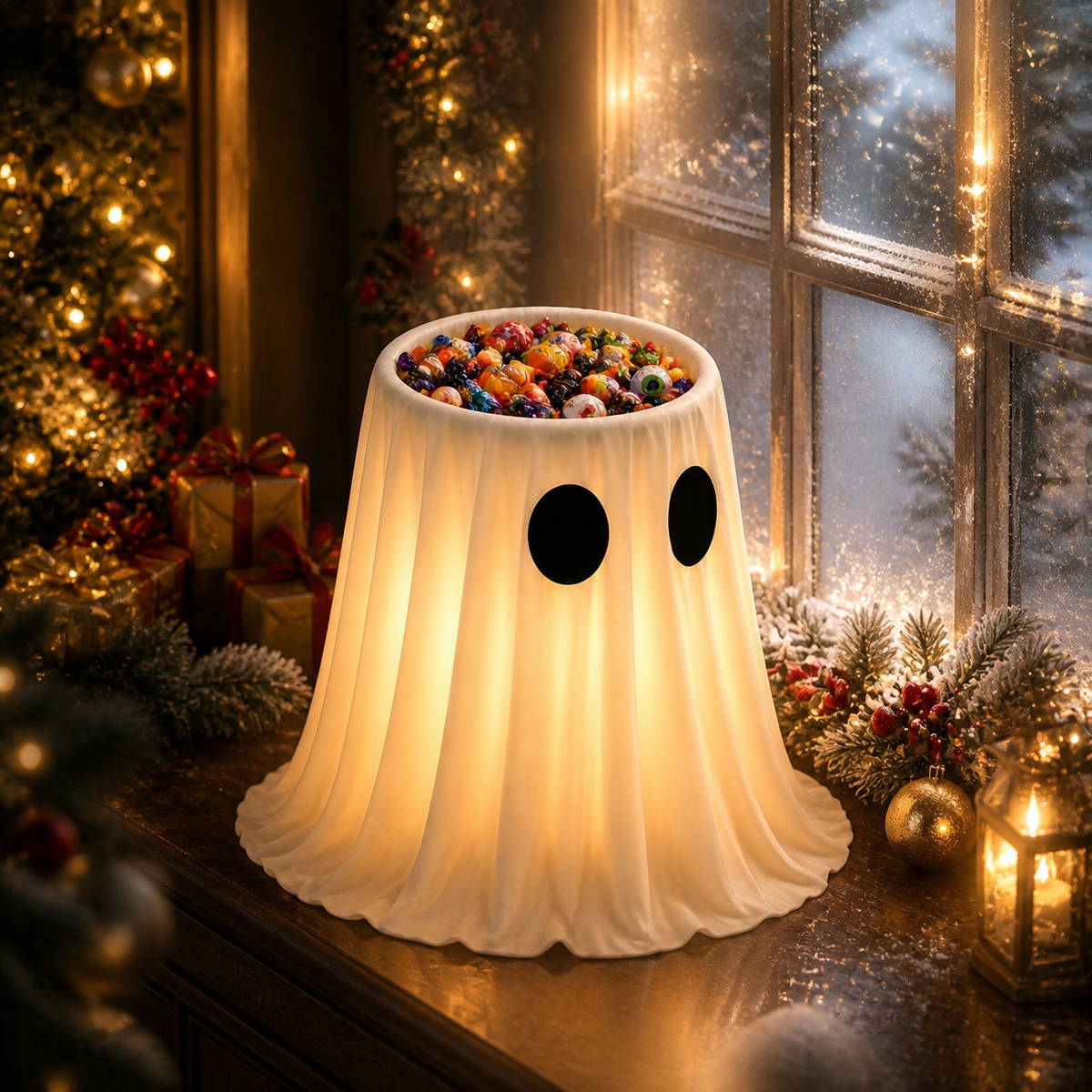 Veltravia® Lighted Ghost Candy Bowl