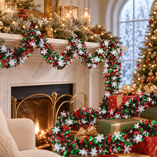 Veltravia® Snowflake Tinsel Garland