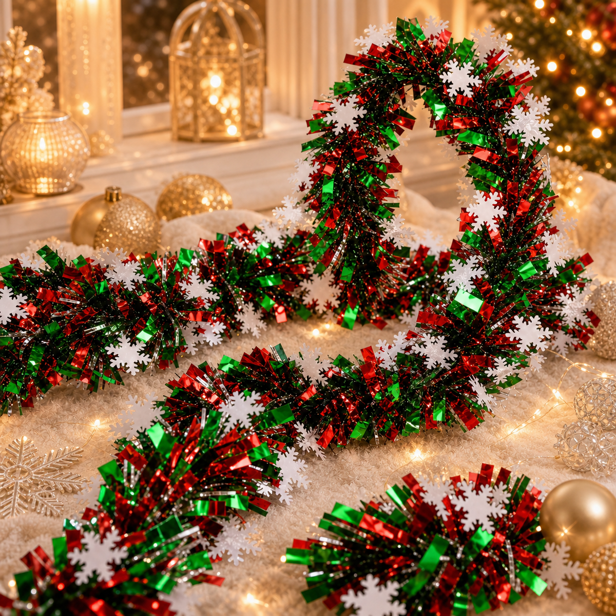 Veltravia® Snowflake Tinsel Garland